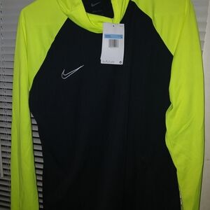 Nike Black and Neon Yellow Hoodie